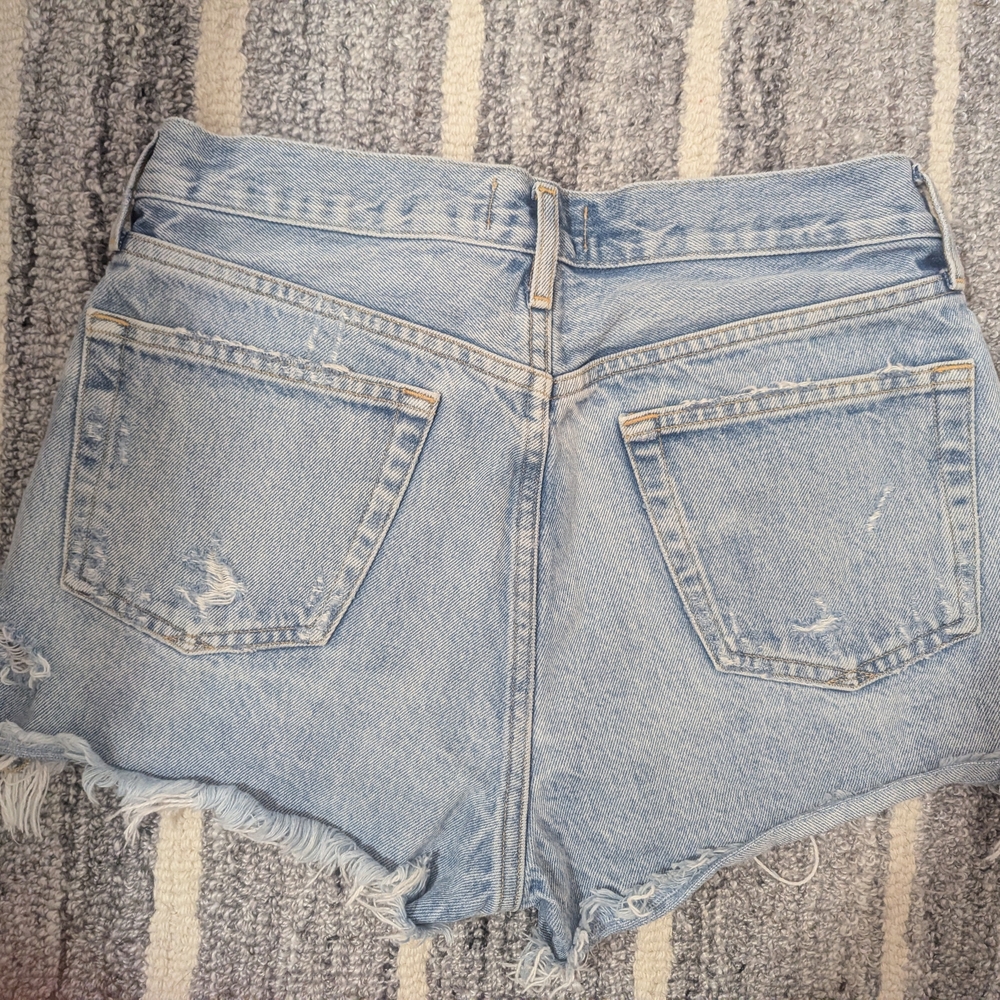 AGOLDE Light Blue Distressed Denim Jean Shorts - Picture 3 of 7